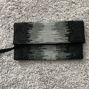 Banana Republic beaded foldover clutch black/ombré